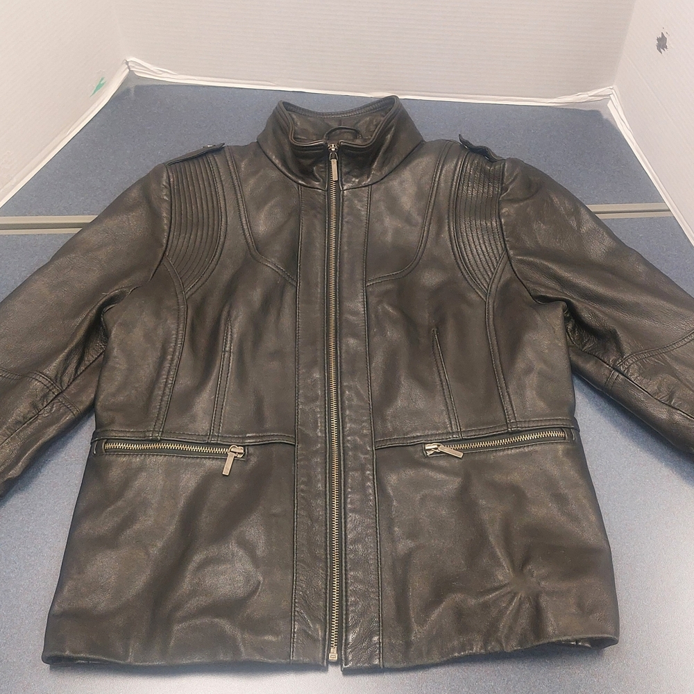 Kenneth Cole Reaction Black Leather Jacket